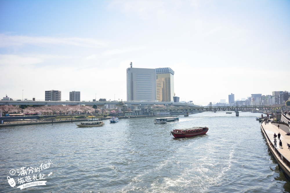 東京賞櫻景點【隅田公園】隅田川綿延一公里的櫻花大道,可順遊淺草寺&晴空塔更精彩!