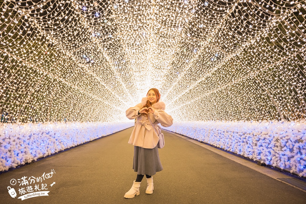日本三重景點【名花之里】2025最新燈海隧道,世界級夢幻花園.必走海棠花廊.吃安永餅.泡溫泉.拋花許願~璀璨霓虹燈節好震撼!