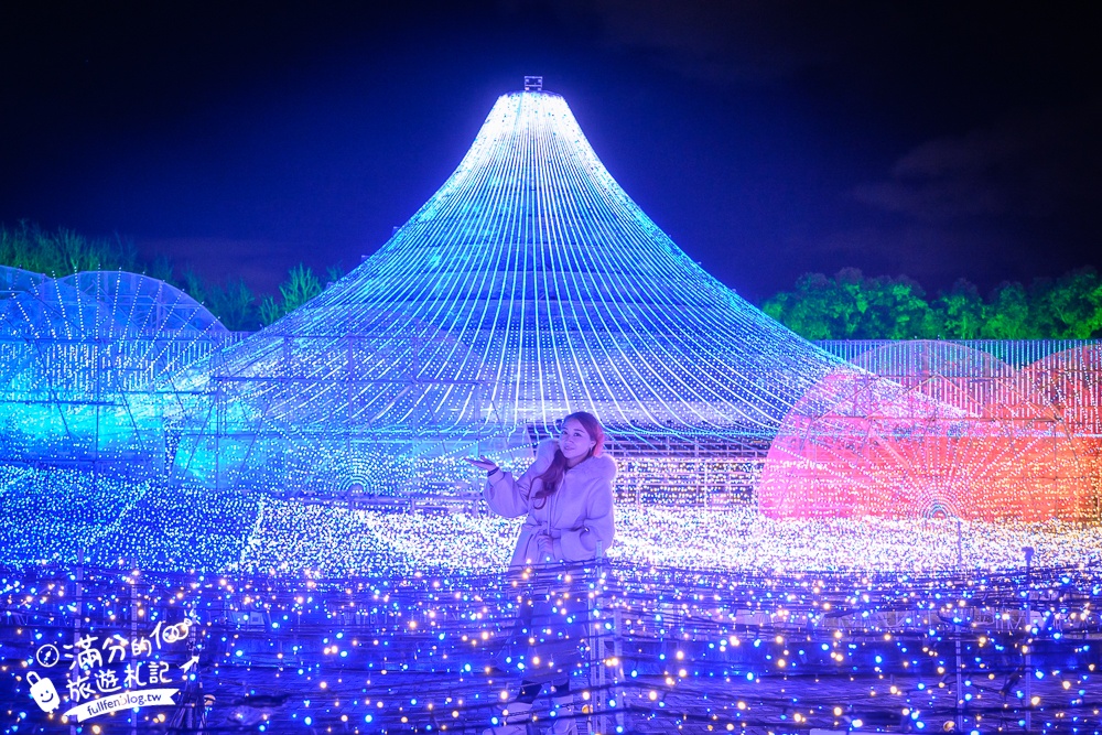 日本三重景點【名花之里】2025最新燈海隧道,世界級夢幻花園.必走海棠花廊.吃安永餅.泡溫泉.拋花許願~璀璨霓虹燈節好震撼!