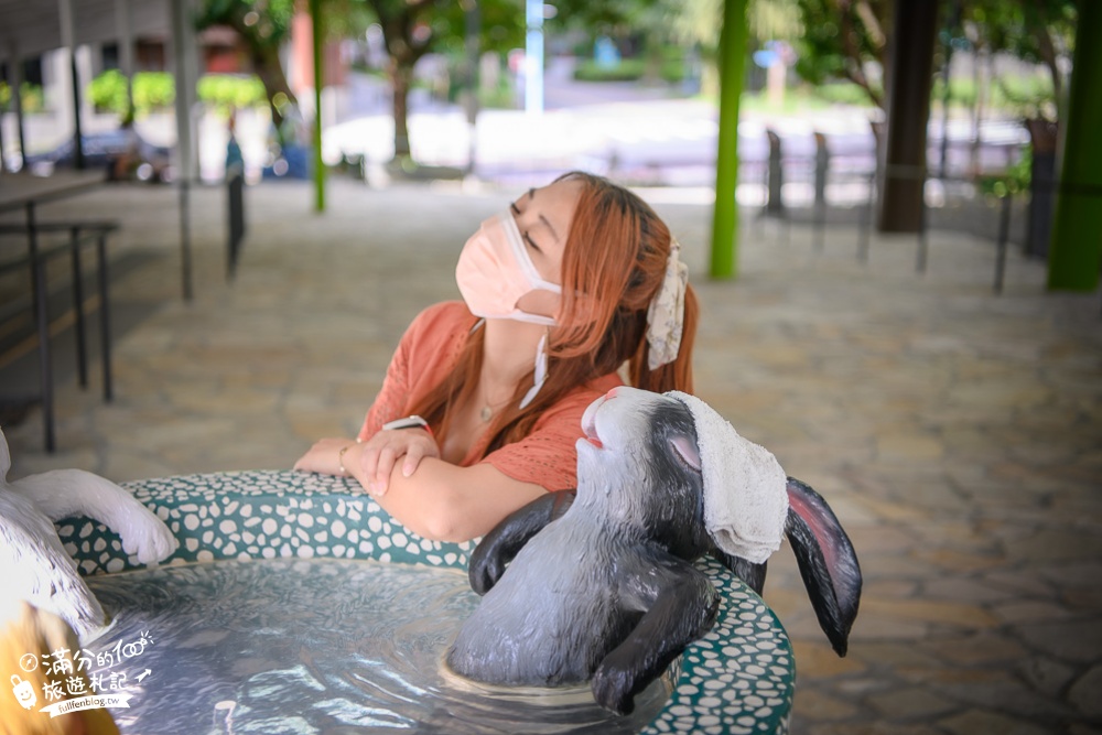 宜蘭景點|礁溪溫泉公園(免門票)幾米兔泡溫泉超可愛.免費足湯.森林風呂~與兔子玩蹺蹺板!