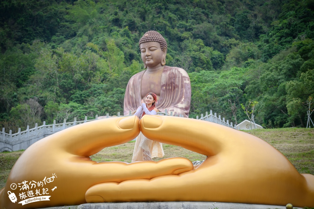高雄六龜景點【彩虹山六龜大佛】七層樓高雄偉大佛,坐巨大金佛手超開運~跟著大佛視角眺望秀麗山景!