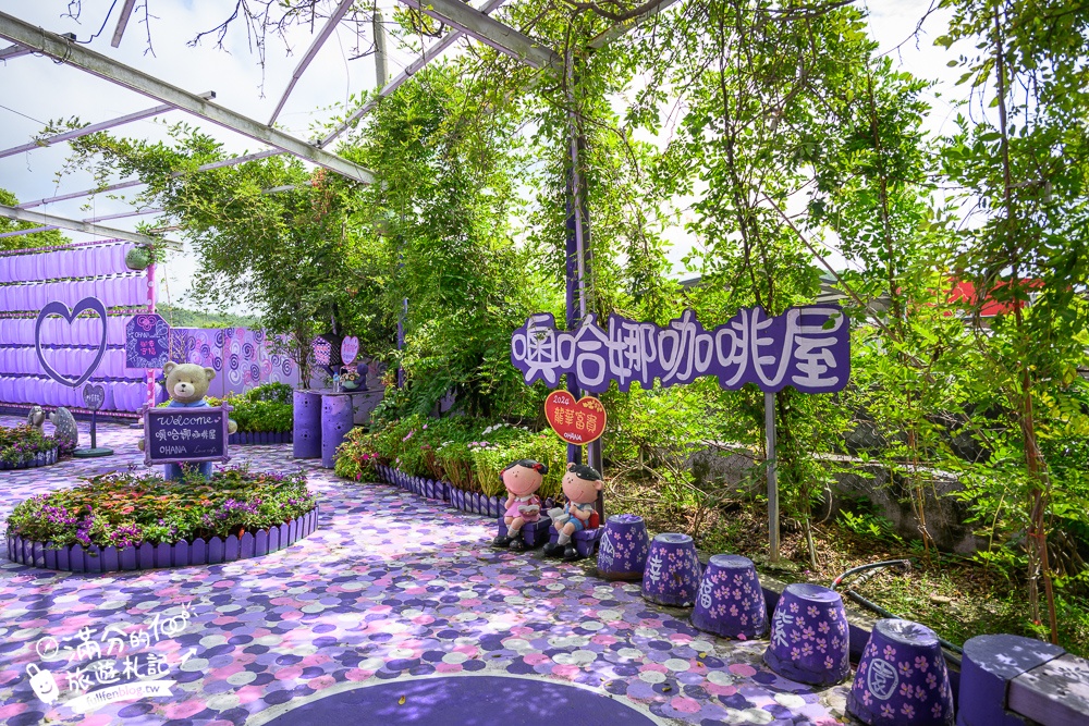 苗栗【噢哈娜咖啡屋】2025最新門票&菜單資訊,苗栗最美紫色莊園.必拍紫色傘海和波波球~西湖最強大的紫色王國!