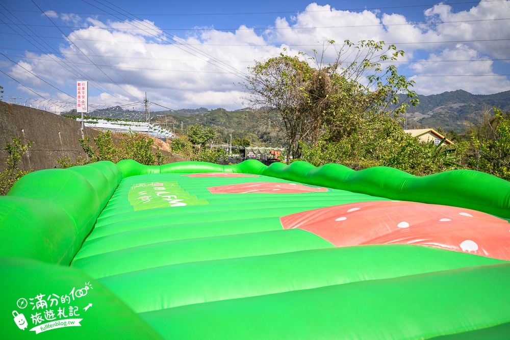 苗栗大湖【紅色琉璃瓦草莓園】免門票網美系高架草莓園.採紅寶石大草莓,還能喝咖啡下午茶!