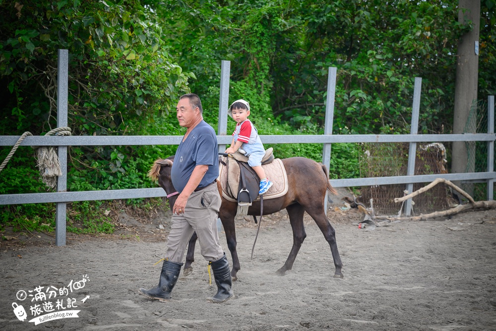 宜蘭親子騎馬體驗【宜騎緣沙灘馬場咖啡簡餐莊園】2歲小孩騎馬體驗好好玩,還能近距離互動餵食唷!