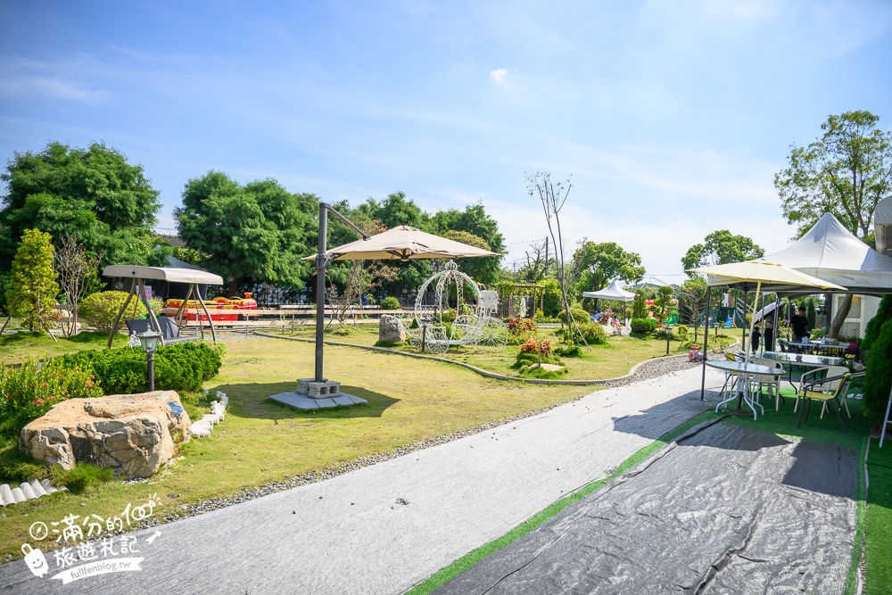 彰化景點【有樂莊園】田尾親子景點推薦,小火車免費搭不限時,沙坑溜滑梯球池免費玩,還能用餐下午茶!