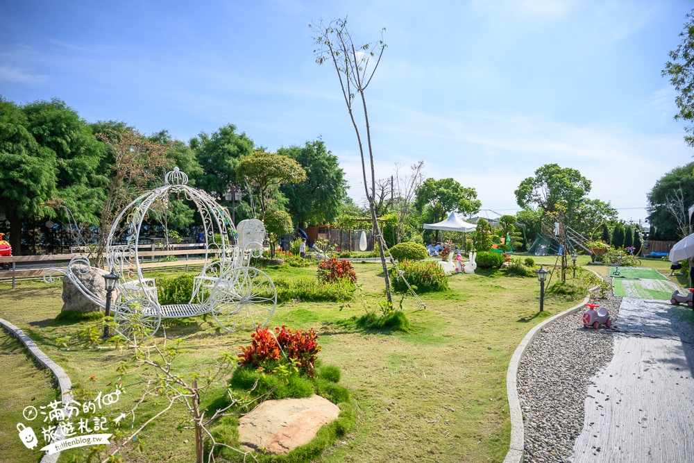 彰化景點【有樂莊園】田尾親子景點推薦,小火車免費搭不限時,沙坑溜滑梯球池免費玩,還能用餐下午茶!