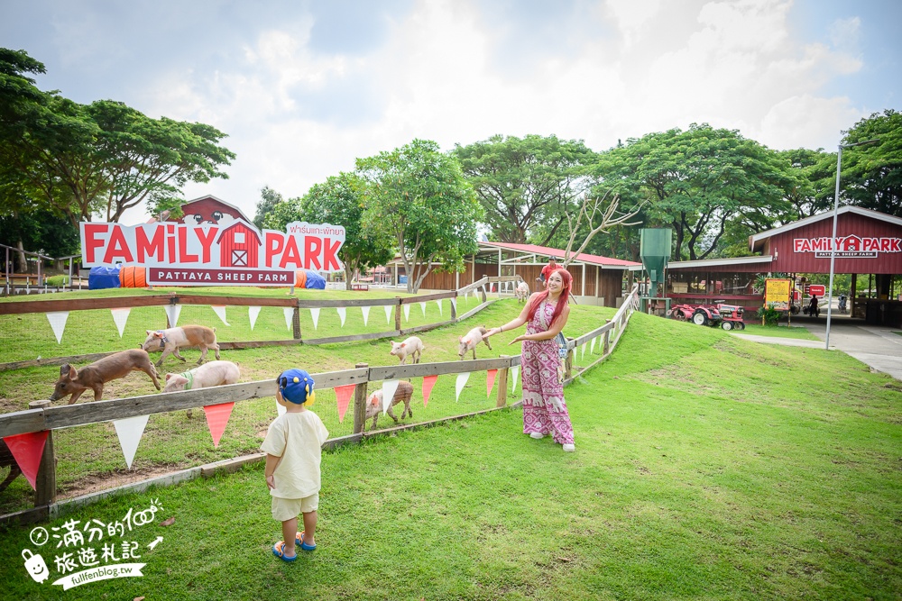 芭達雅親子景點【芭達雅小綿羊農莊】Pattaya Sheep Farm精彩動物運動會,童話故事場景,能餵動物.玩樂園,還能騎馬坐馬車!