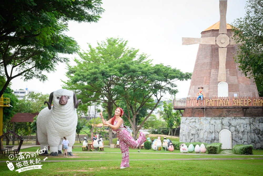 芭達雅親子景點【芭達雅小綿羊農莊】Pattaya Sheep Farm精彩動物運動會,童話故事場景,能餵動物.玩樂園,還能騎馬坐馬車!