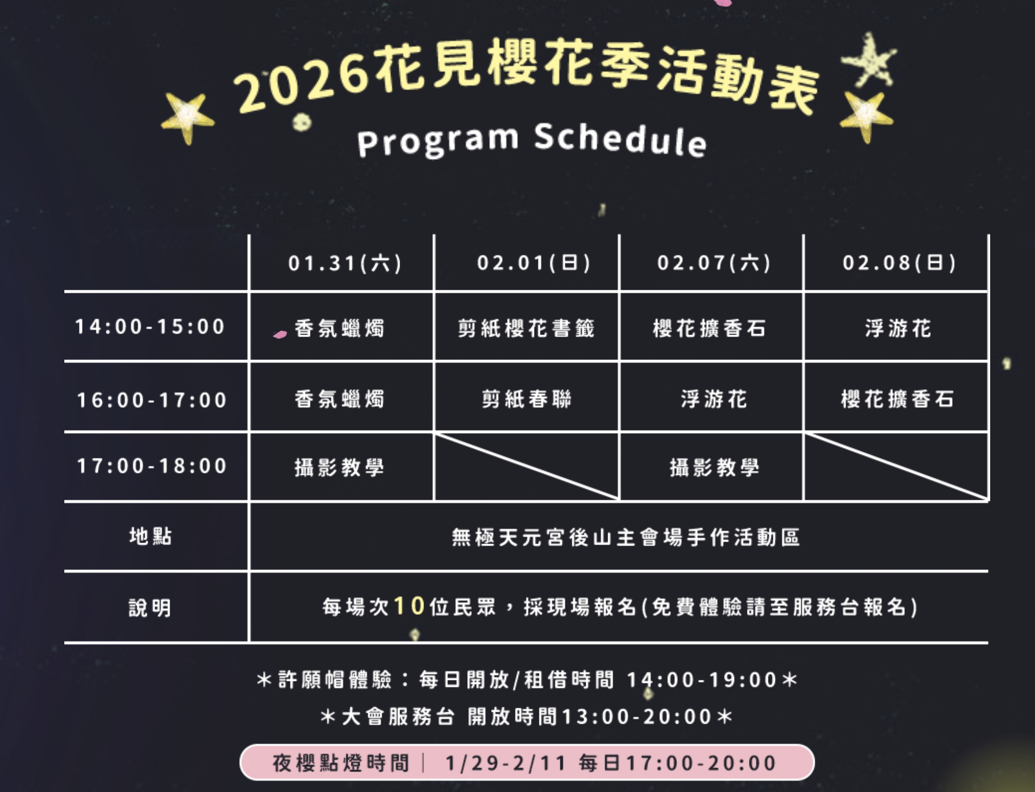 【2026淡水天元宮櫻花季】全台最美三色櫻.夢幻夜櫻.七色彩櫻光雕秀,天元宮賞櫻順遊景點攻略!