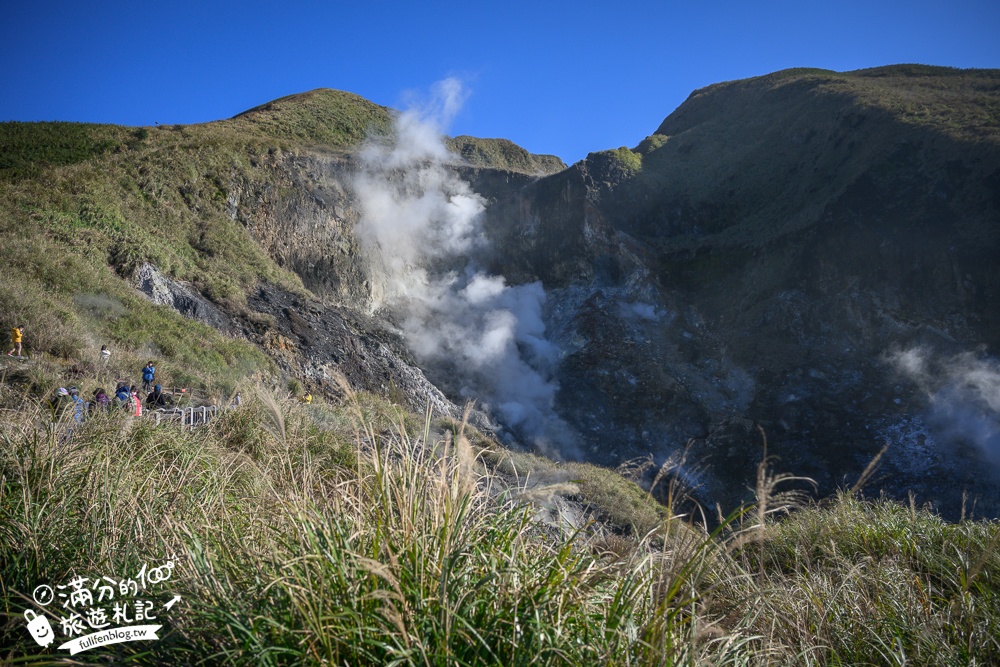 【台北陽明山】小油坑步道超壯觀,近距離欣賞後火山作用形成的噴氣孔＆硫磺結晶！