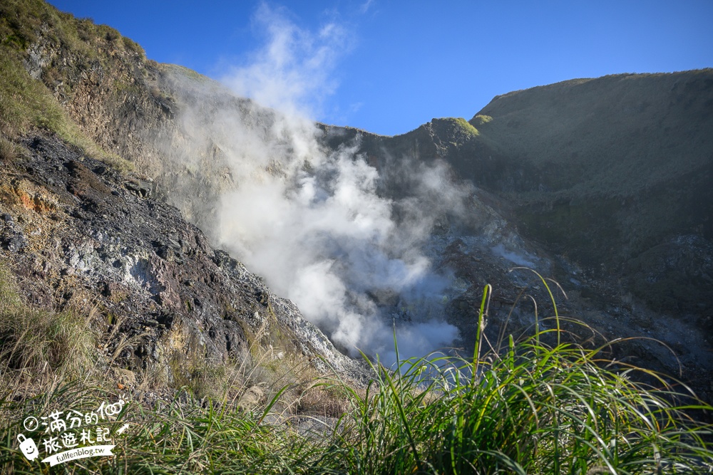 【台北陽明山】小油坑步道超壯觀,近距離欣賞後火山作用形成的噴氣孔＆硫磺結晶！