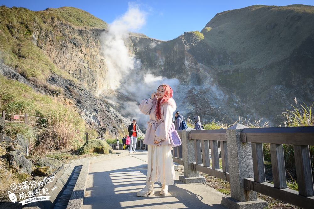 【台北陽明山】小油坑步道超壯觀,近距離欣賞後火山作用形成的噴氣孔＆硫磺結晶！