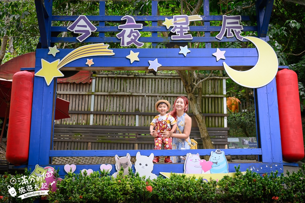 彰化【今夜星辰休閒農場】八卦山最浪漫的親子農場.近距離餵食羊駝.孔雀.狐朦和鸚鵡,還能搭小火車看高鐵!