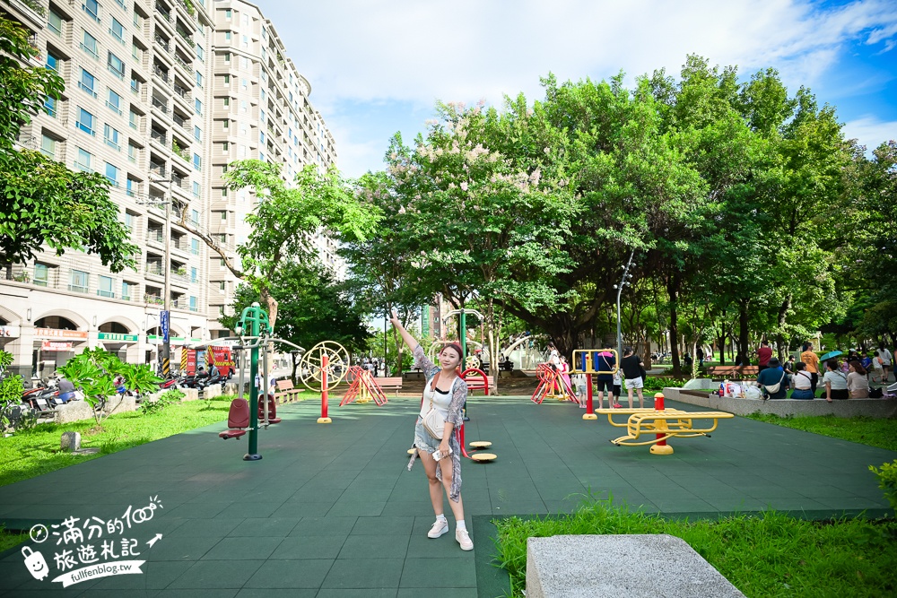 桃園【中壢光明公園】光明公園最新四大區年齡分層遊具,樹屋主題遊戲場好好玩,全年有水可以玩,旁邊就是中壢夜市!