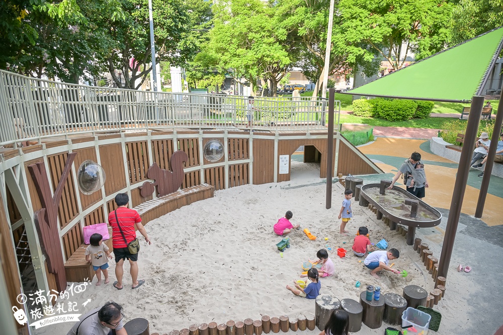 桃園【中壢光明公園】光明公園最新四大區年齡分層遊具,樹屋主題遊戲場好好玩,全年有水可以玩,旁邊就是中壢夜市!