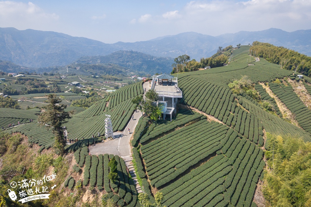 嘉義景點【海鼠山1314觀景台】免門票全台最美抹茶田.必拍愛情塔,免步行~360度茶田風光盡收眼底!