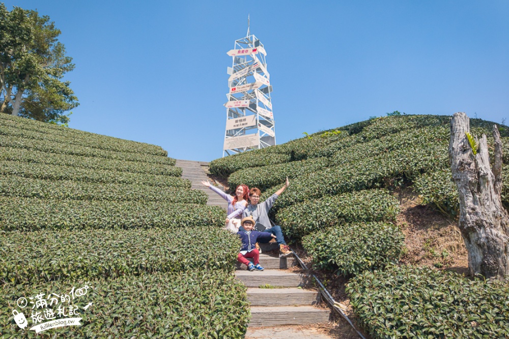 嘉義景點【海鼠山1314觀景台】免門票全台最美抹茶田.必拍愛情塔,免步行~360度茶田風光盡收眼底!