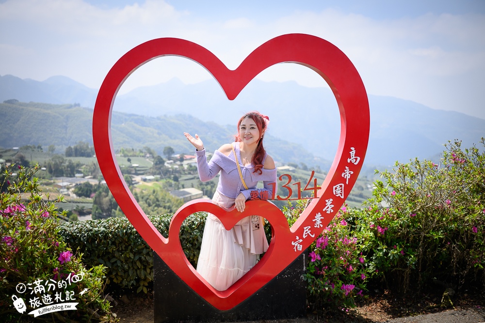 嘉義景點【海鼠山1314觀景台】免門票全台最美抹茶田.必拍愛情塔,免步行~360度茶田風光盡收眼底!