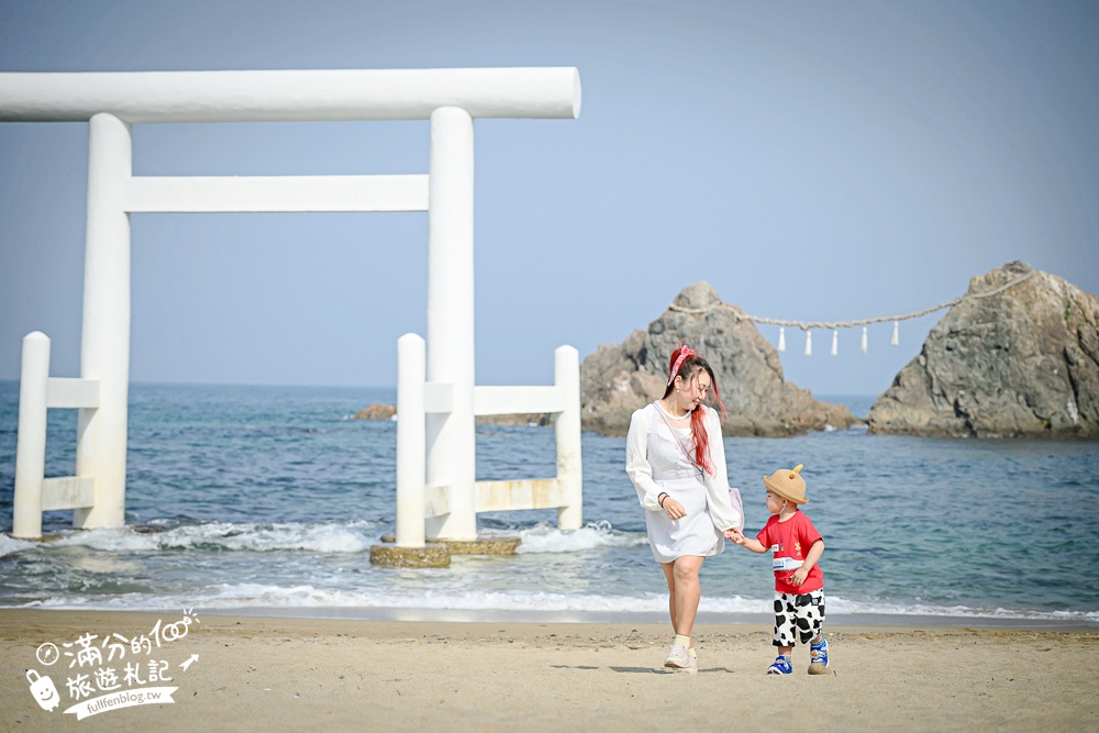 福岡景點【櫻井二見浦夫婦岩】糸島必訪日本海灘百選.海上的白色大鳥居.望夫妻奇岩.踩沙踏浪賞心悅目!