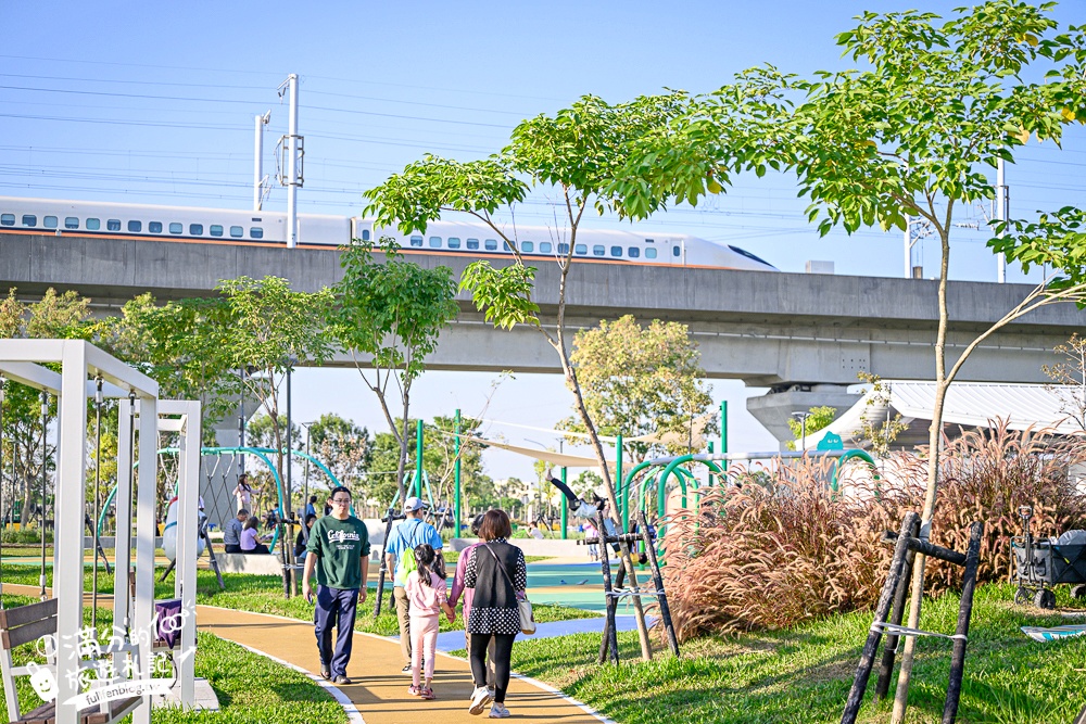 彰化【田中熊趣米公園】最新熊主題親子遊戲場.滑梯.沙坑.滑索一次滿足.還能近距離看高鐵奔馳!