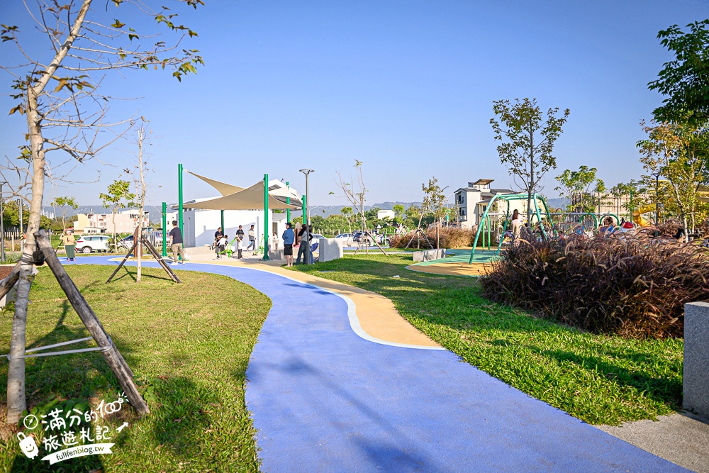 彰化【田中熊趣米公園】最新熊主題親子遊戲場.滑梯.沙坑.滑索一次滿足.還能近距離看高鐵奔馳!