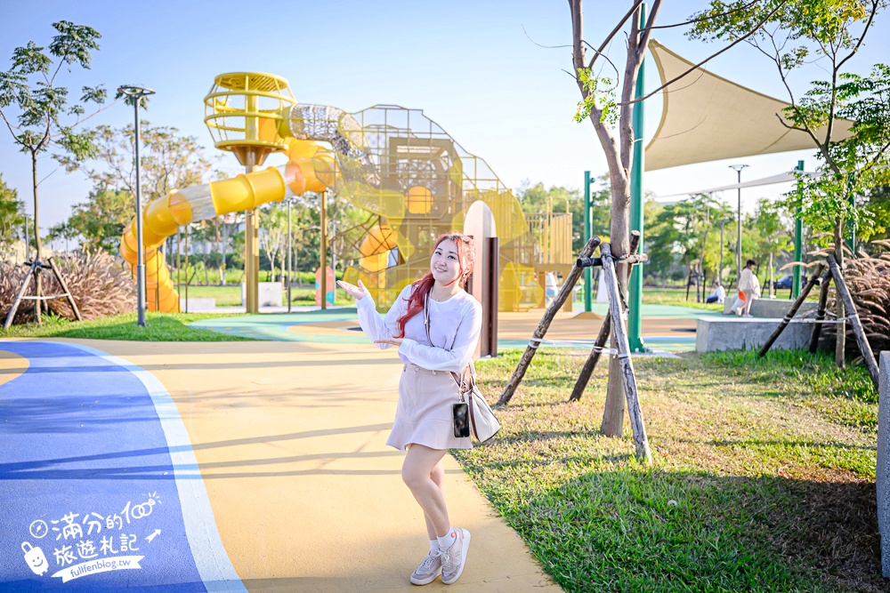 彰化【田中熊趣米公園】最新熊主題親子遊戲場.滑梯.沙坑.滑索一次滿足.還能近距離看高鐵奔馳!