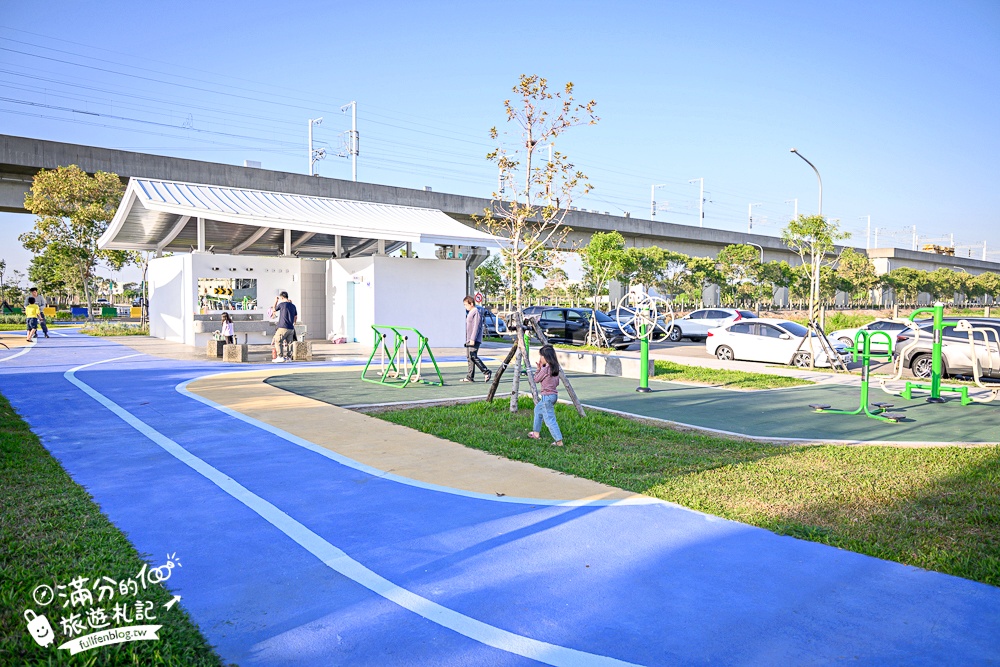 彰化【田中熊趣米公園】最新熊主題親子遊戲場.滑梯.沙坑.滑索一次滿足.還能近距離看高鐵奔馳!