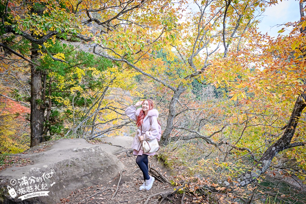 福島景點【塔崖】福島楓葉秘境,走吊橋.看塔型石岩.拜菩薩.感受百年溪流斷崖的震撼!
