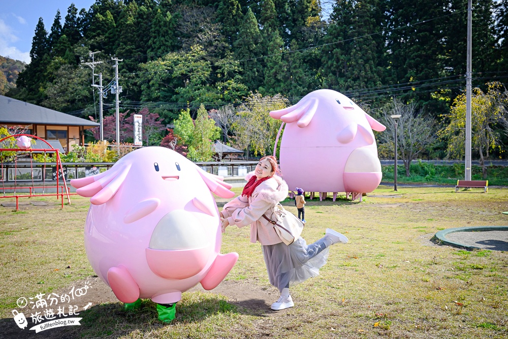 【福島吉利蛋公園】會津若松親子景點.古錐寶可夢主題滑梯.順遊清柳苑物產館&柳津町役場巨無霸紅牛超好拍!