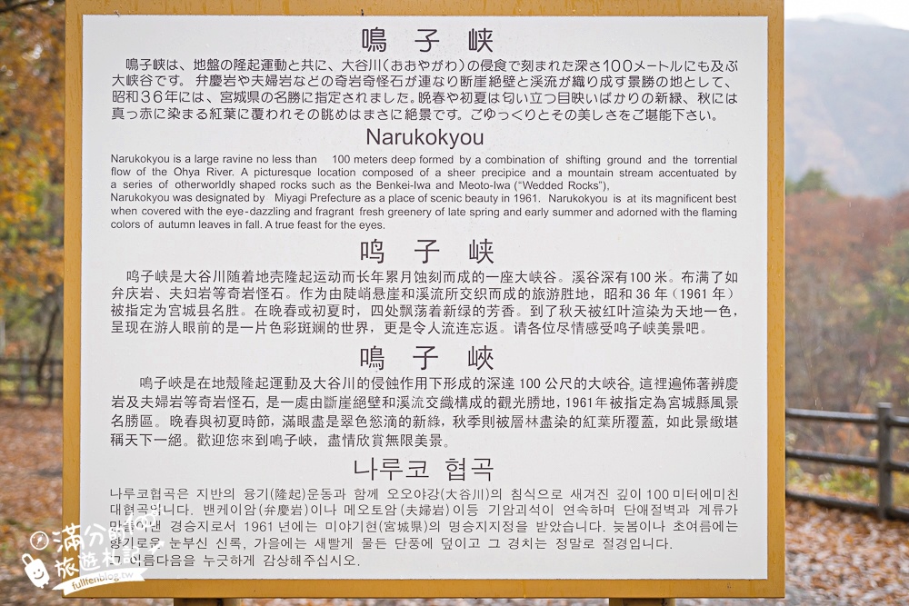 日本東北【鳴子峽】宮城賞楓景點推薦.走峽谷.賞紅楓.看奇岩.觀瀑布.必拍大深沢橋壯闊的拱橋景觀!