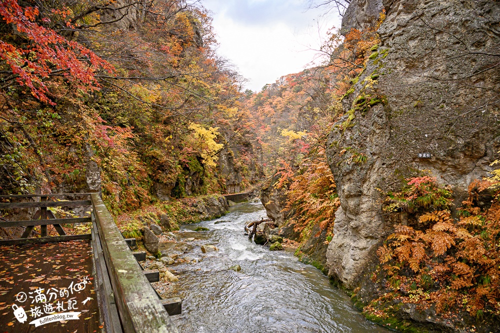 日本東北【鳴子峽】宮城賞楓景點推薦.走峽谷.賞紅楓.看奇岩.觀瀑布.必拍大深沢橋壯闊的拱橋景觀!