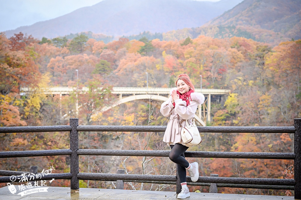 日本東北【鳴子峽】宮城賞楓景點推薦.走峽谷.賞紅楓.看奇岩.觀瀑布.必拍大深沢橋壯闊的拱橋景觀!