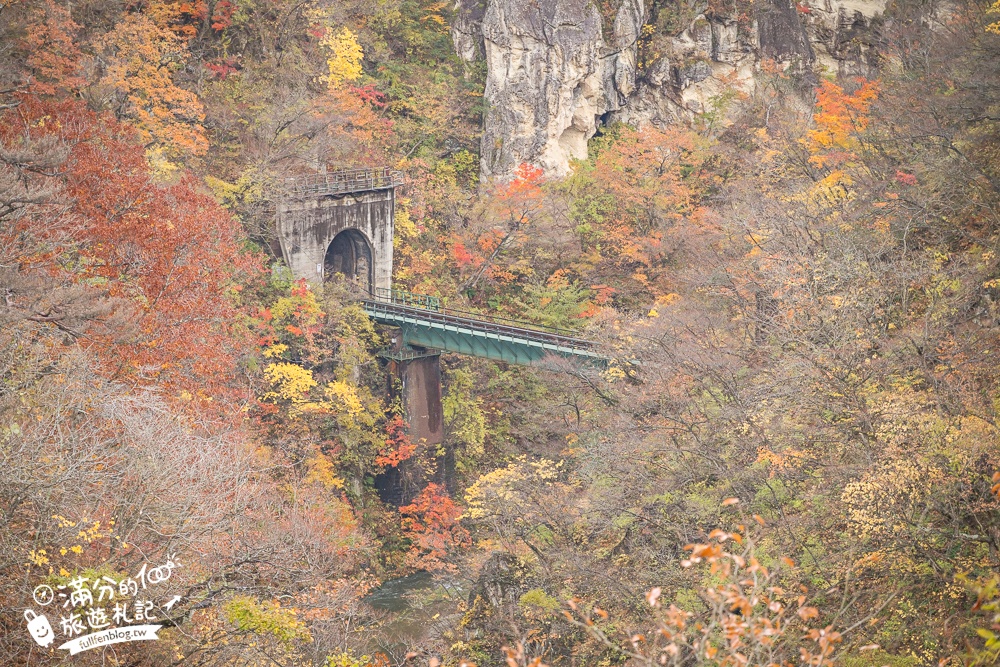 日本東北【鳴子峽】宮城賞楓景點推薦.走峽谷.賞紅楓.看奇岩.觀瀑布.必拍大深沢橋壯闊的拱橋景觀!