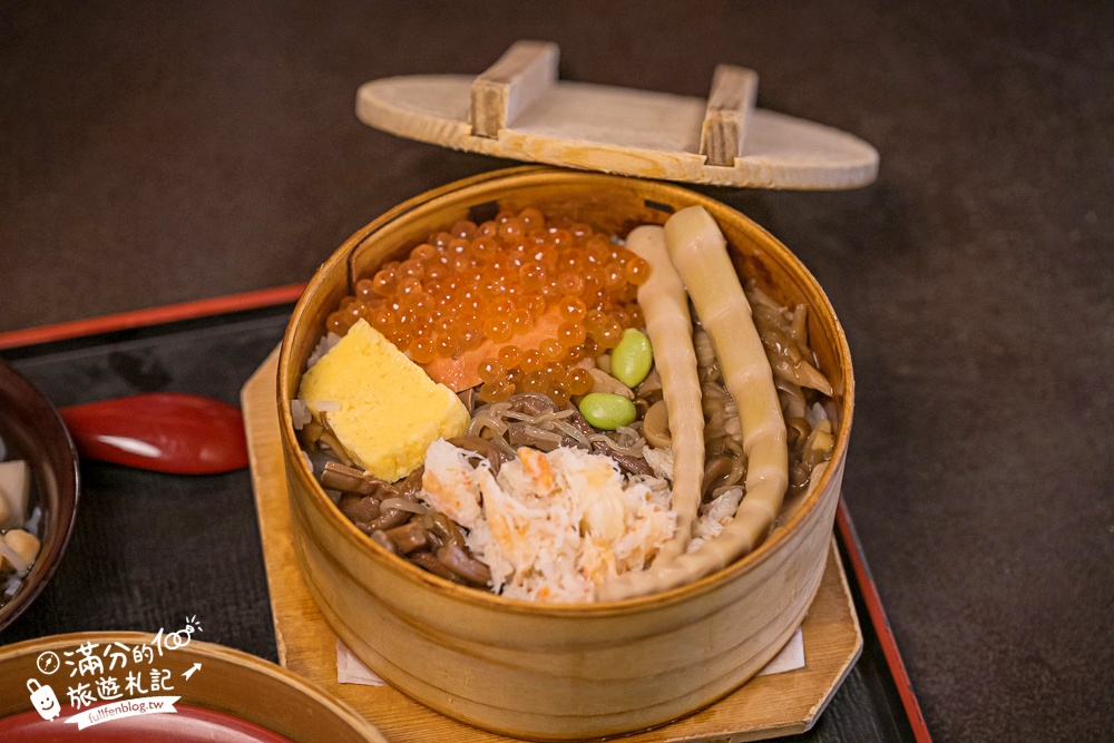 福島會津若松必吃美食【田季野輪箱飯】圓形木盒傳統料理～掀開的瞬間,完全就是香氣爆擊