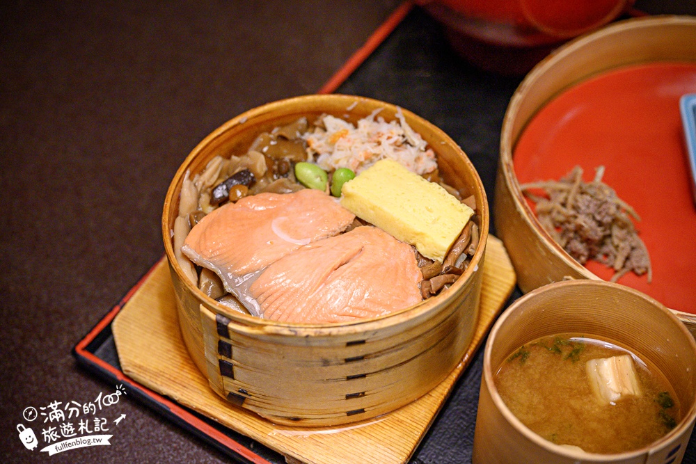 福島會津若松必吃美食【田季野輪箱飯】圓形木盒傳統料理～掀開的瞬間,完全就是香氣爆擊