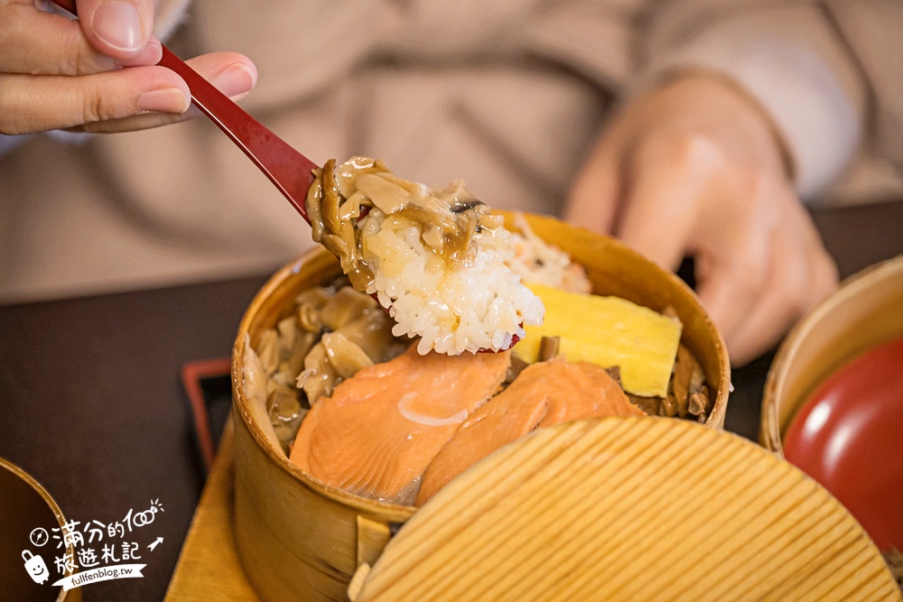 福島會津若松必吃美食【田季野輪箱飯】圓形木盒傳統料理～掀開的瞬間,完全就是香氣爆擊