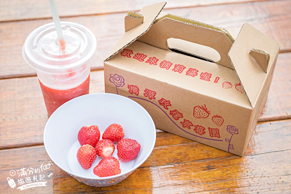 苗栗【灣潭玫瑰草莓園】大湖親子草莓園推薦,苗栗最大規模溫室高架草莓園.還能玩草莓醬手作DIY!