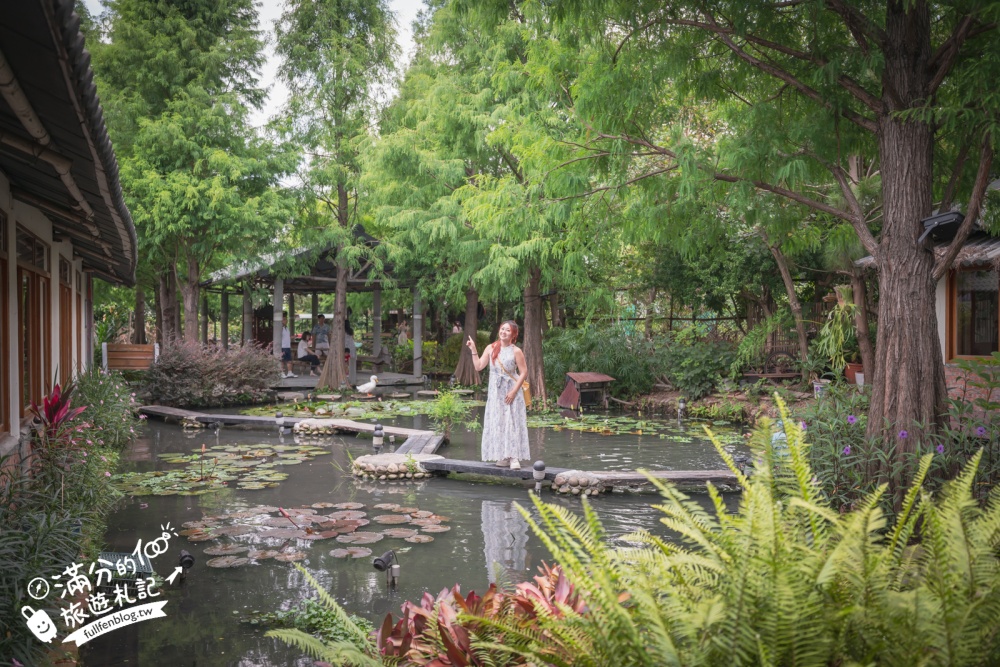 台中【田寮農莊】台中落羽松庭院餐廳,純樸鄉村風~療癒的水上蓮花池步道!