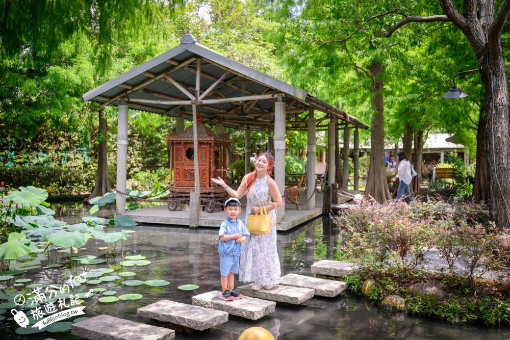 台中【田寮農莊】台中落羽松庭院餐廳,純樸鄉村風~療癒的水上蓮花池步道!