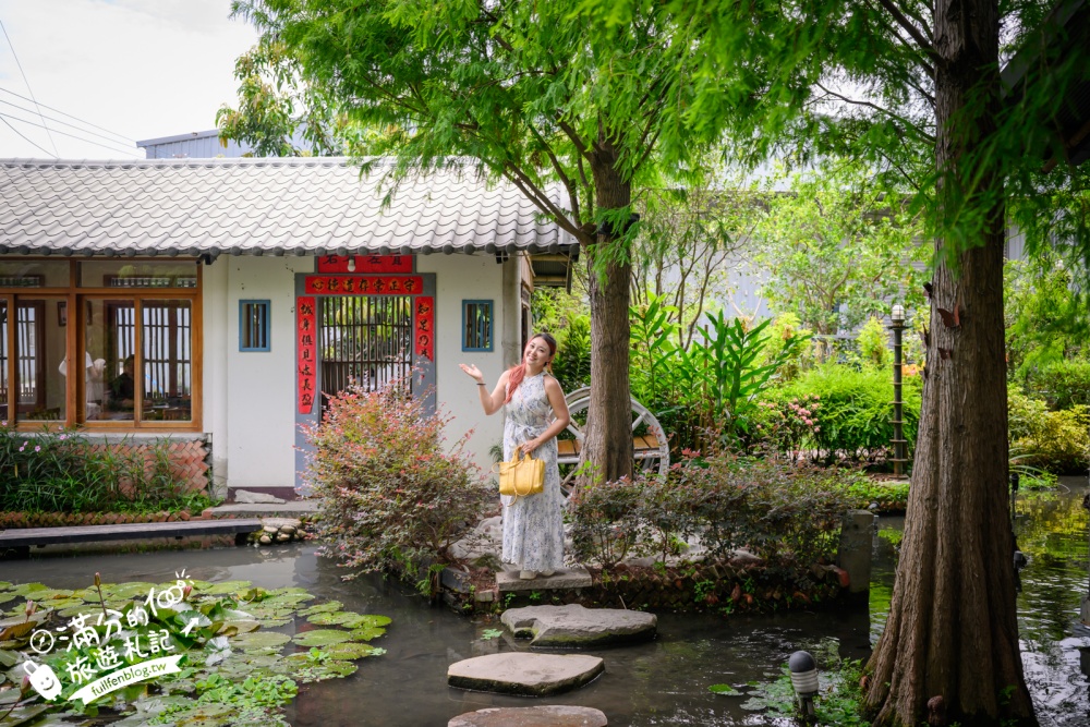 台中【田寮農莊】台中落羽松庭院餐廳,純樸鄉村風~療癒的水上蓮花池步道!