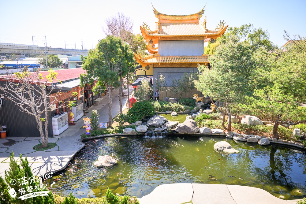 台中【義虎堂虎爺廟】孩子的守護神,求福求財求平安,還能賞櫻花.走生態池餵魚,看高鐵奔馳!