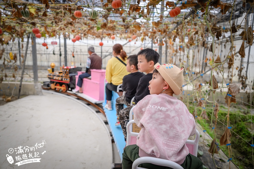 雲林【綠金蕃茄南瓜農場】全台唯一南瓜隧道小火車.可無限次搭乘.全室內景點.玩拍七彩南瓜.還有採果體驗唷!