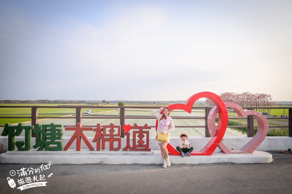 【彰化竹塘木棉花道】水神樹公田野間的木棉花秘境，浪漫雙心太陽花隧道!
