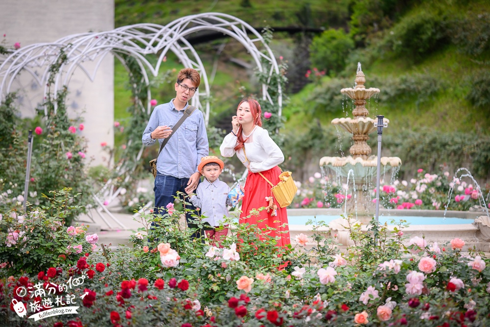 苗栗【雅聞七里香玫瑰森林】全台最大免門票玫瑰花園玩樂攻略,免費入園, 逛花園也能環遊全世界唷!