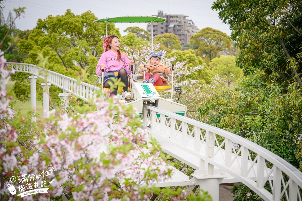 名古屋親子景點【戶田川綠地公園】免門票入園.必體驗賞櫻高空腳踏車.滾輪溜滑梯.遊戲場通通免費玩!