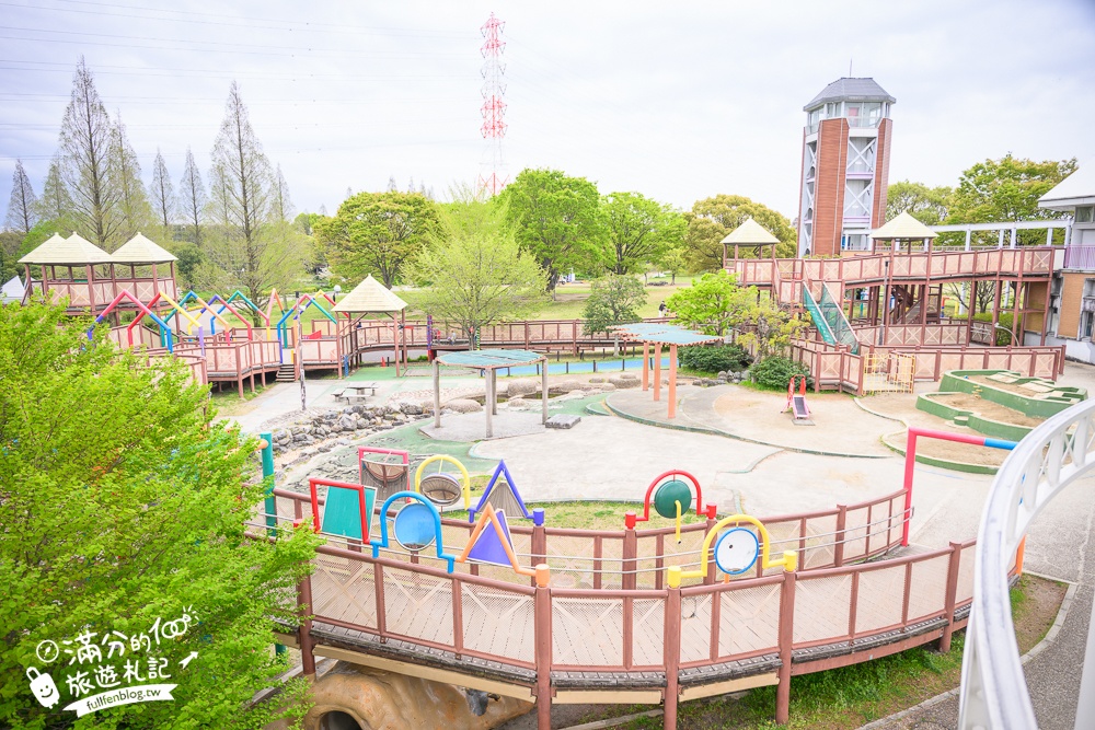 名古屋親子景點【戶田川綠地公園】免門票入園.必體驗賞櫻高空腳踏車.滾輪溜滑梯.遊戲場通通免費玩!
