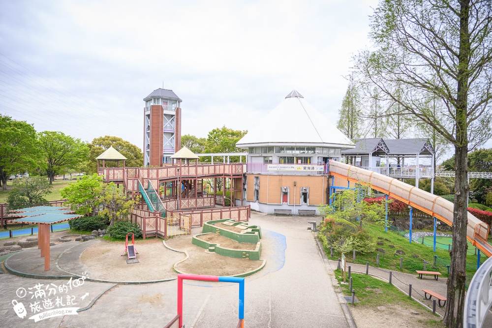 名古屋親子景點【戶田川綠地公園】免門票入園.必體驗賞櫻高空腳踏車.滾輪溜滑梯.遊戲場通通免費玩!