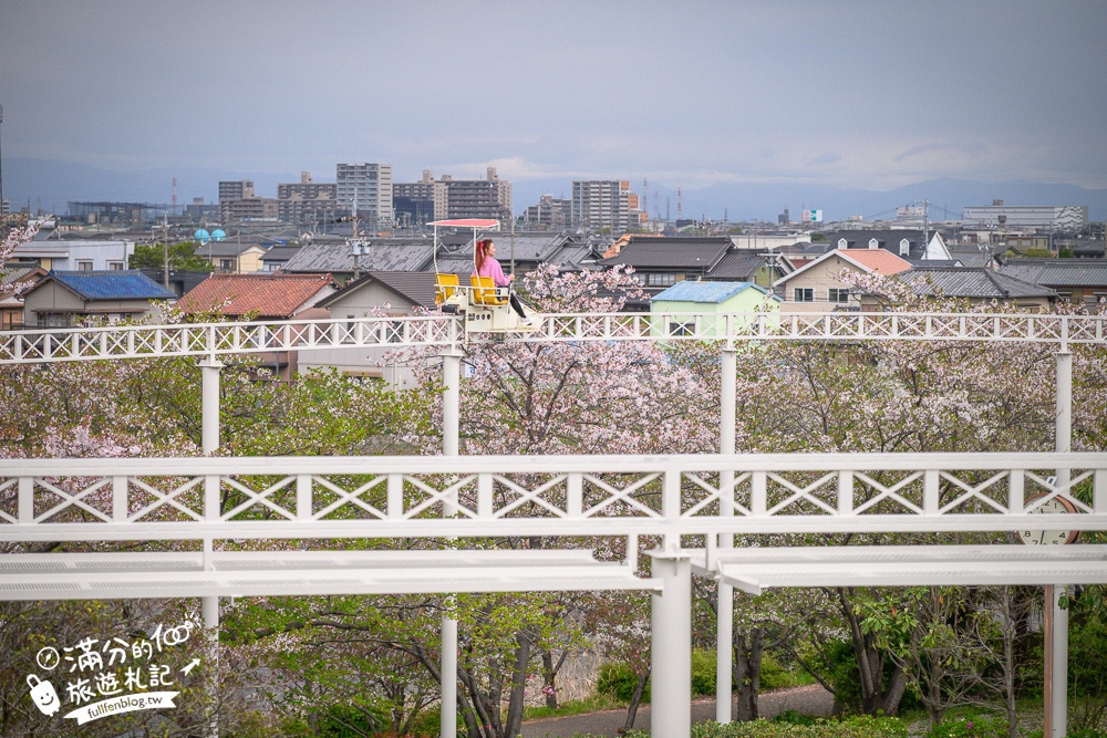 名古屋親子景點【戶田川綠地公園】免門票入園.必體驗賞櫻高空腳踏車.滾輪溜滑梯.遊戲場通通免費玩!