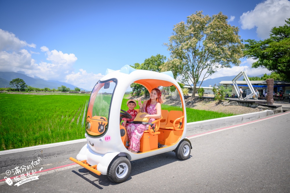 台東池上租車體驗【池上伯朗大道熊愛騎電動車出租店】巨型萌寵電動車玩伯朗大道、金城武樹和天堂路！價格&玩樂路線攻略