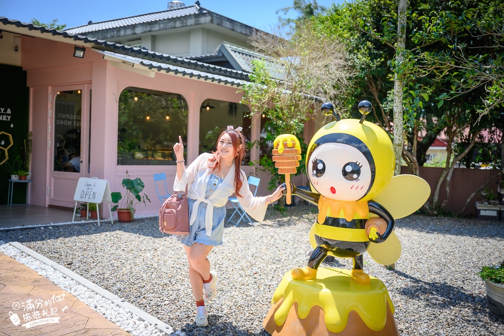 南投景點|蜜蜂王國旗艦店(免門票)免費嚐蜂蜜.玩拍蜜蜂公仔.3D彩繪牆~在粉紅小屋裡下午茶!